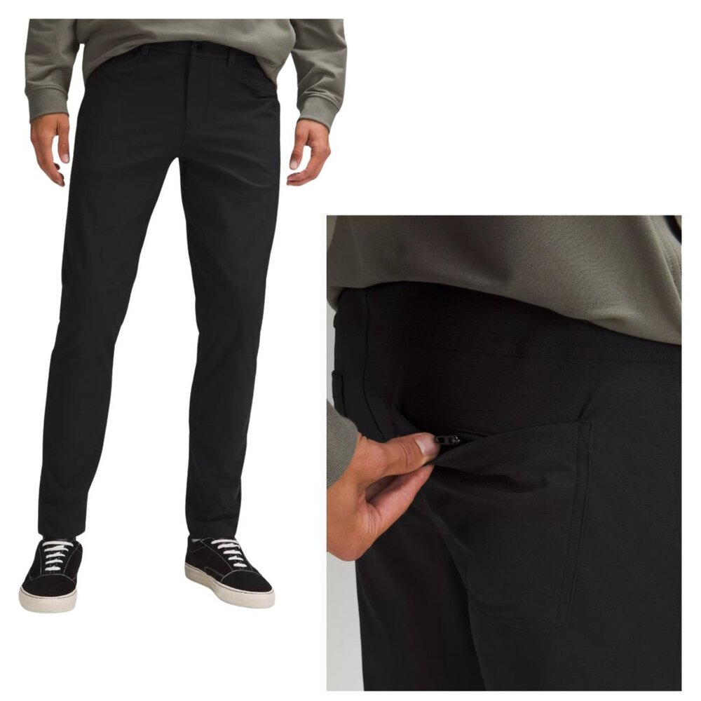 Lululemon Men's Black ABC Slim-Fit 5 Pocket Casual Pants, Size 36